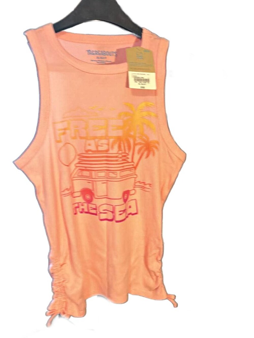 LAST CHANCE - NWT Thereabouts Girls Size XL Peach Tropical Print Ribbed Tee